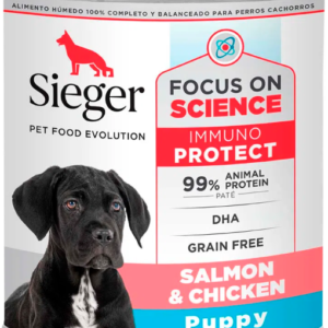 Sieger Lata Perro Cachorro sabor Salmón y Pollo